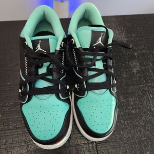 Kids' Black and Teal Jordan Sneakers